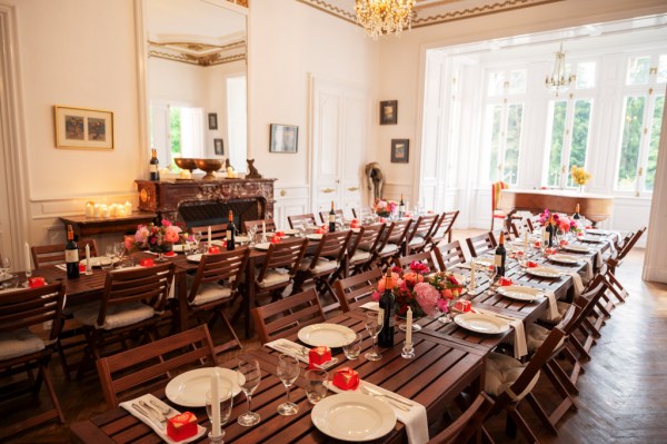 Interior dining room guests dinner seating area